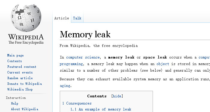 [转]Memory leak in WikiPedia